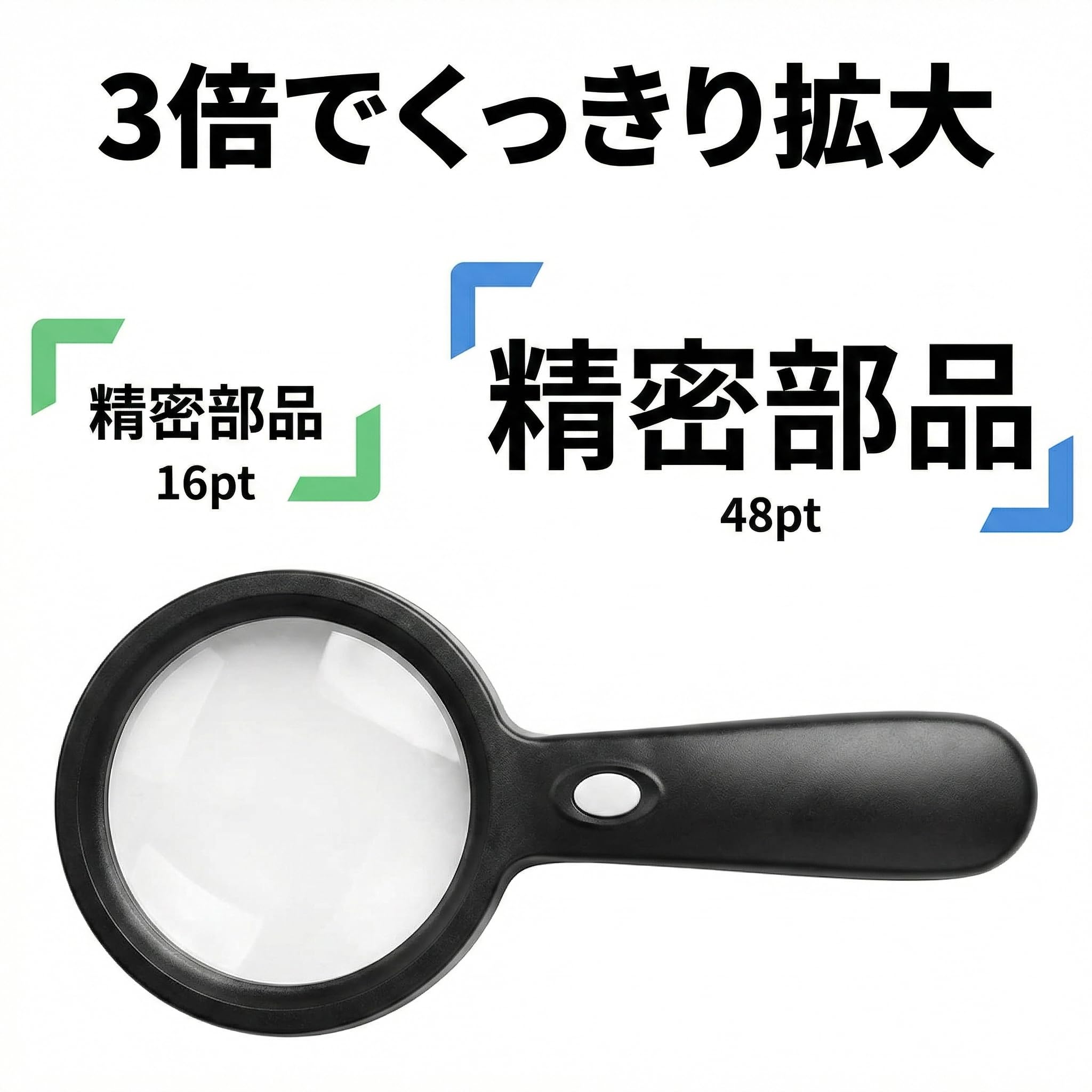 Amazon.co.jp: JMH 拡大鏡 3倍 LEDライト付き 手持ちルーペ 大型レンズ